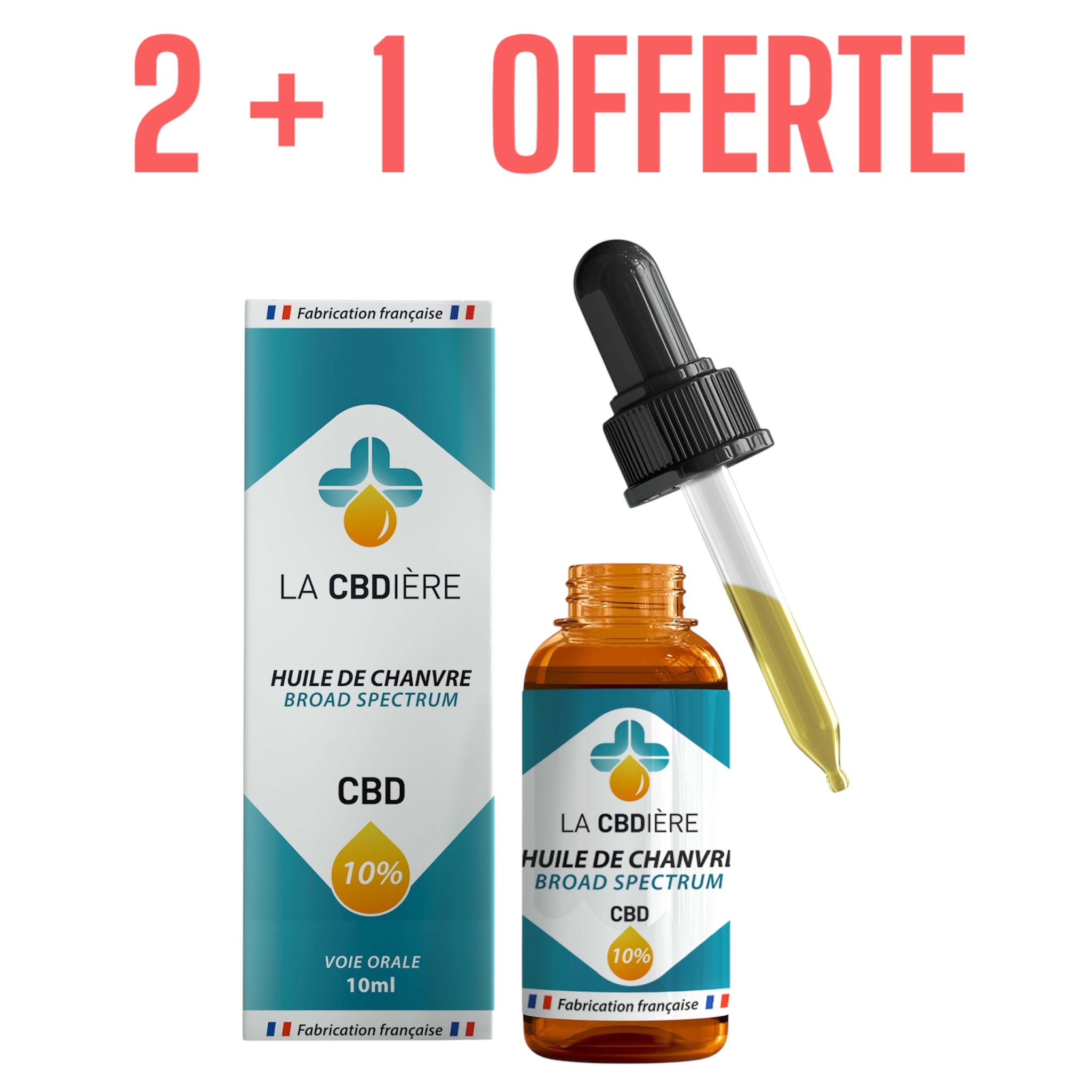 HUILE CBD - Broad Spectrum - BIO 2+1 OFFERTE LA CBDIÈRE