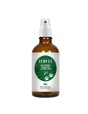 Huile apaisante CBD Bien-Être pour CHIENS et CHATS - 50ml La CBDière