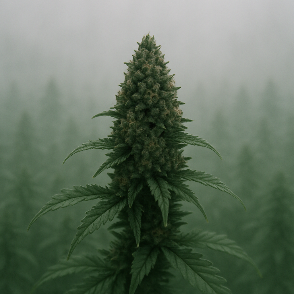 Visuel de fleurs de CBD Amnesia Haze hydro très puissante, variété premium de LA CBDIÈRE, conforme à la législation française et européenne.