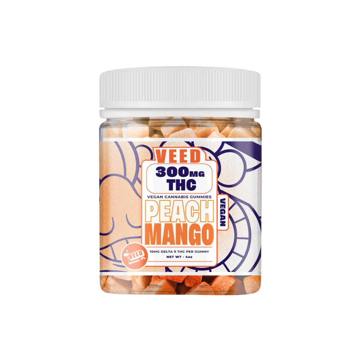 Boite THC Gummies mangue pêche Delta 9 300MG | VEED